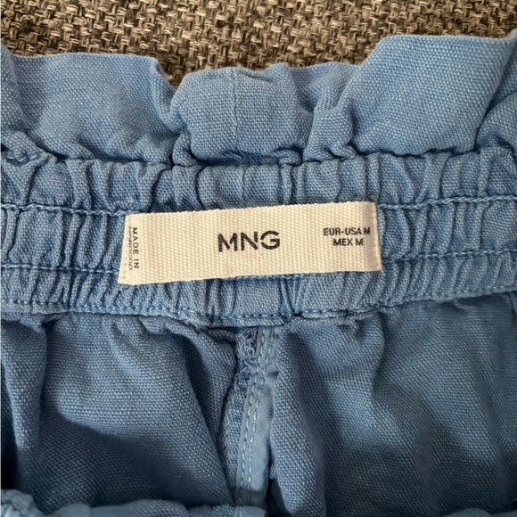 Mango pull on denim style paper bag high waisted shorts with drawstring - Picture 5 of 8